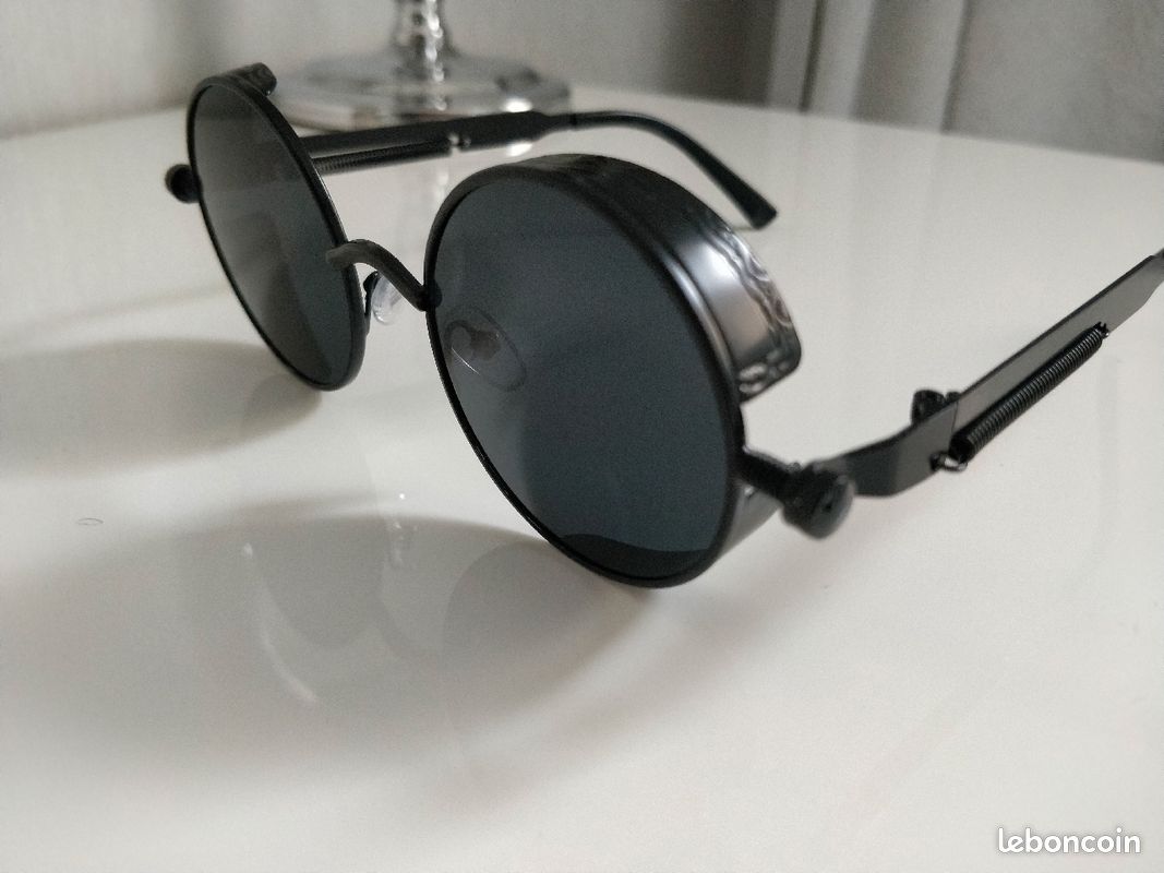 Lunette Ronde Lunettes En Fer Lunettes De Soleil Rondes Néo Retro Acier Noir  Mat Neuve Mixte, image size:1067x800
