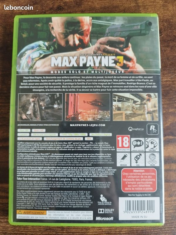 Max Payne 3 XBOX 360 VF très bon état (image 3)