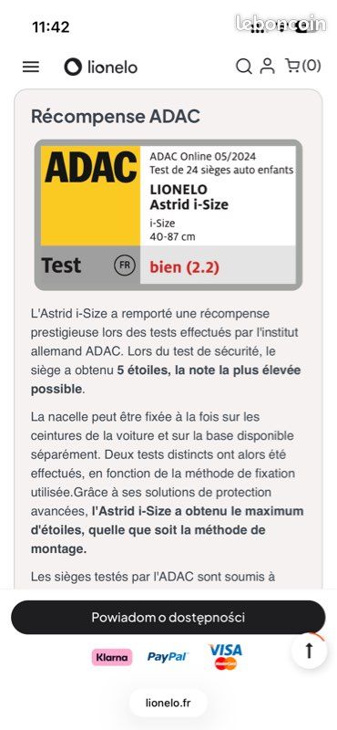 Cosy Lionelo Astrid I-Size neuf (image 4)