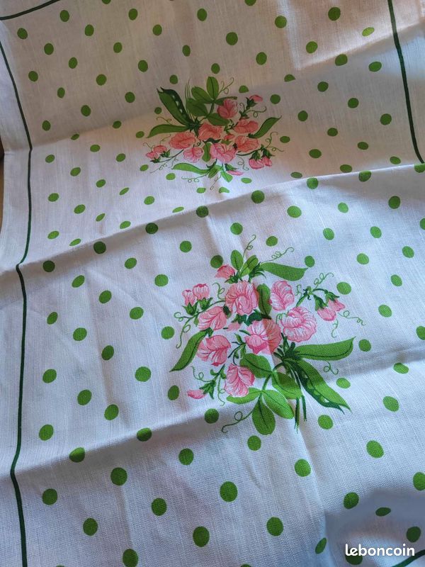 Lot de 4 torchons en lin et coton motifs fleurs - Fabriqué en Pologne (image 3)