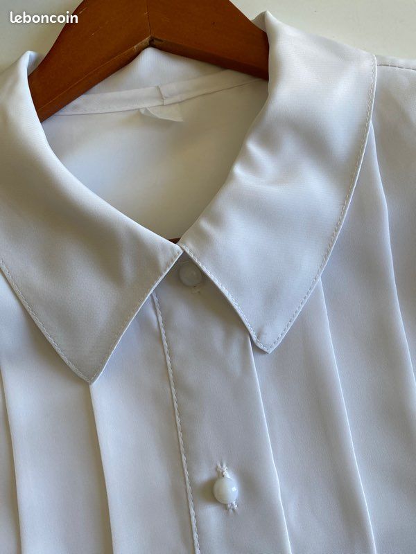 Chemisier vintage blanc manches longues (image 8)