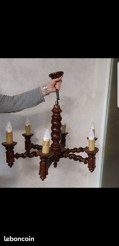 Lustre en bois 6 branches (image 1)