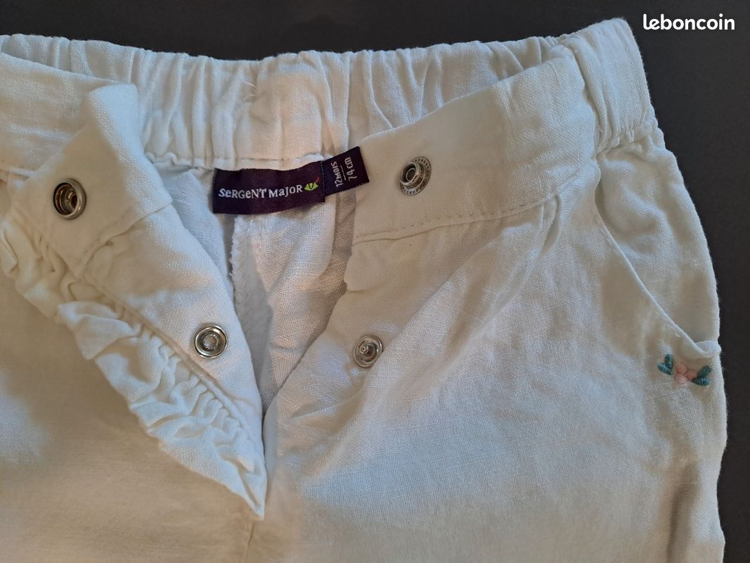 Taille 12 mois Sergent Major Ensemble Pantalon + haut coton / lin (image 6)