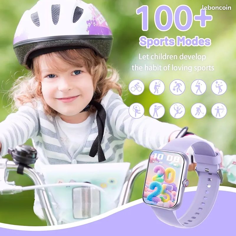 Montre Intelligente Enfants PTHTECHUS - Appels Bluetooth, 100 Sports, Suivi Sommeil, Fréquence Cardiaque | Pour IOS Android