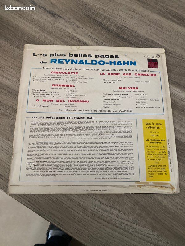 Disque vinyle 33 tours les plus belles pages de Reynaldo Hahn (image 4)