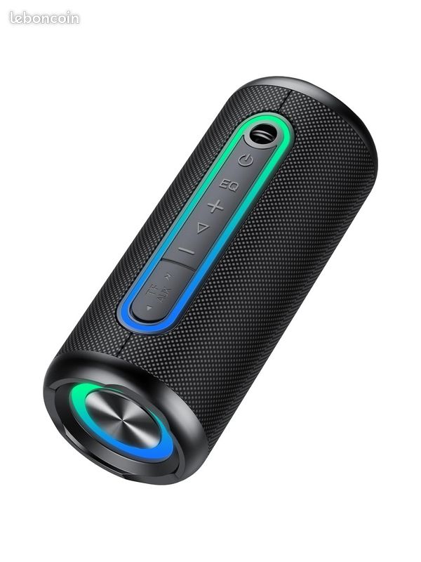 Enceinte Bluetooth Portable 30W - Son 360° - Étanche IPX7 - 30h Autonomie - Lumières RGB - Noir