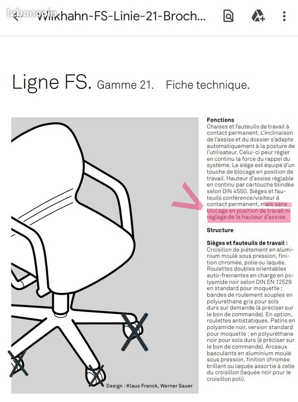 Fauteuil pivotant.Haute qualité.vintage 70's Wilkhahn (image 7)