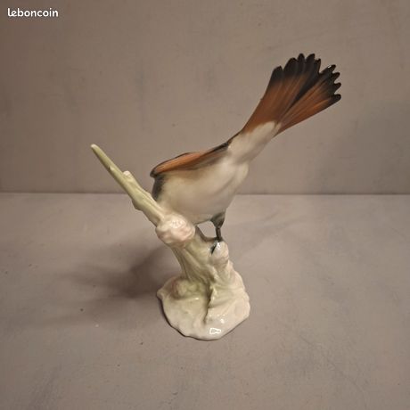 Sculpture Animalière Ancienne En Porcelaine - Oiseau (Mésange) Style Saxe, Attribuée à Karl Ens ? - Objet De Vitrine - Détails à Voir Sur Photos