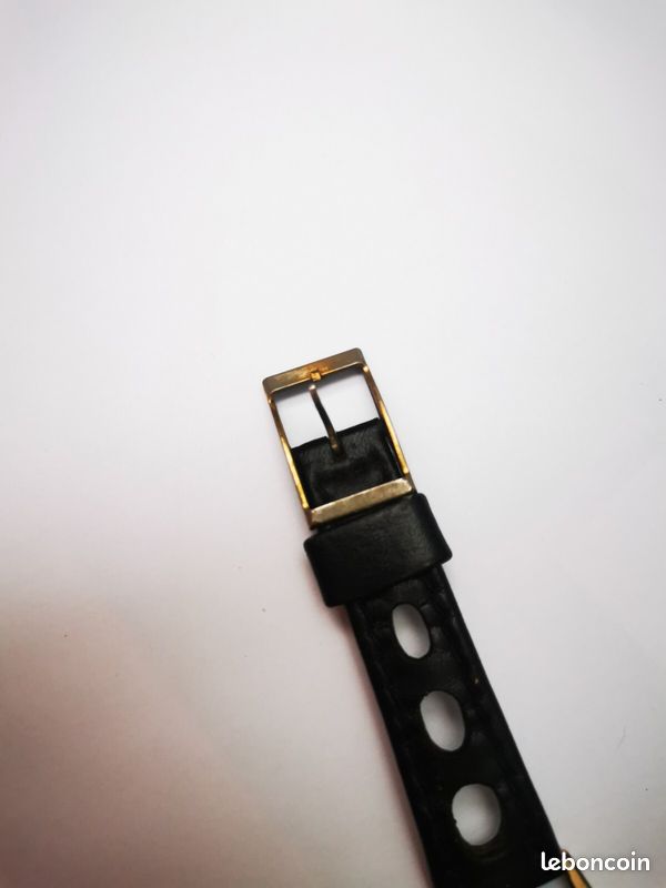 Montre Homme ALEUR Mécanique 17 Rubis - Boîtier Plaqué Or, Bracelet Cuir - Antichoc - Occasion
