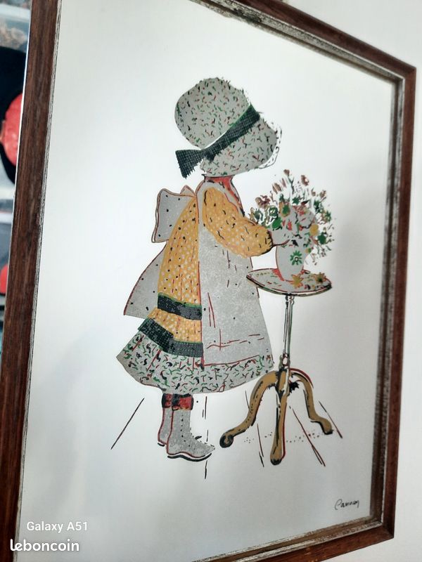 Miroir Sérigraphie Sarah Kay vintage (image 1)