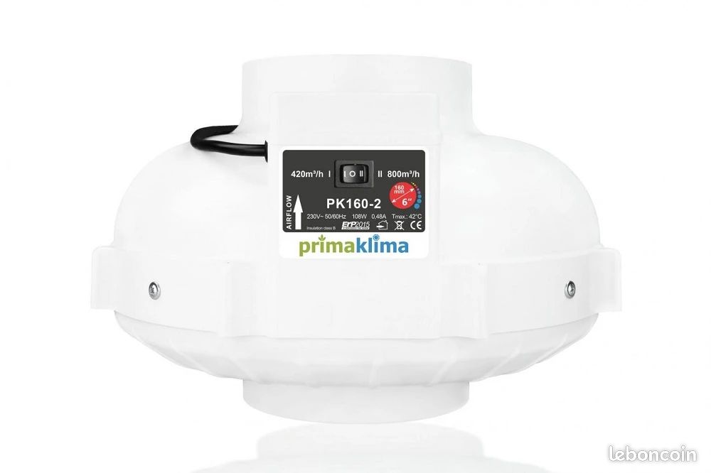 Extracteur Prima Klima 2 vitesses 420/800 m³/h ø160mm (image 1)