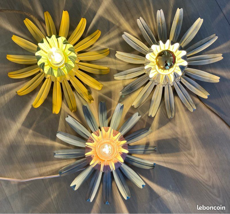 Applique murale en forme de fleur/suspension Art déco/luminaire original en métal, vintage et tendance (image 5)