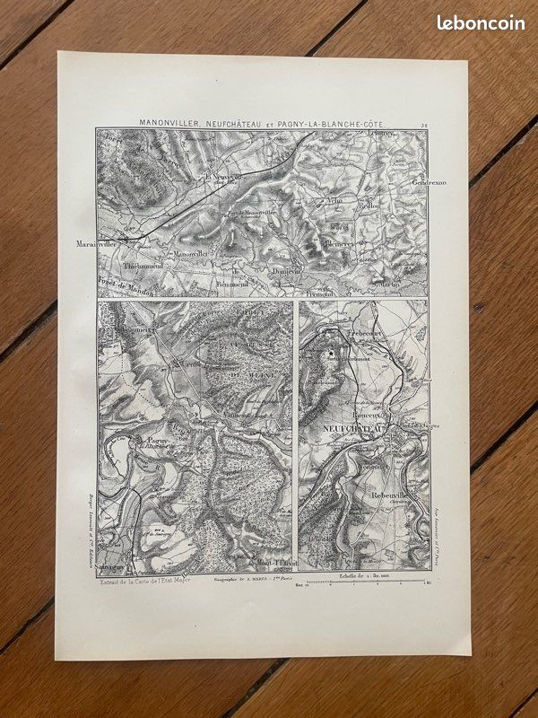 Manonvillers Neufchatel et Pagny le Blanche Côte - Carte ancienne (image 1)