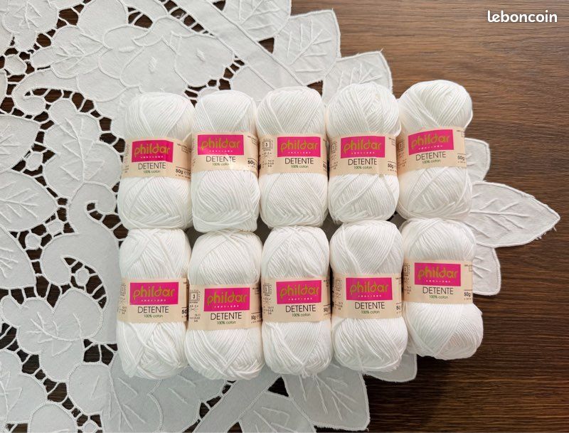 7 Pelotes De Laine Phildar Coton – 50 G Chacune, Neuves, Pour Tricot Ou Crochet