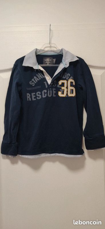 Polo chemise 2 en 1 marine H&M 8 ans (image 1)