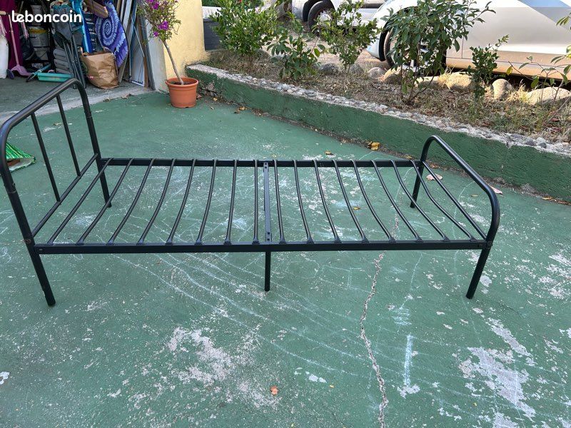 Lit une place fer noir 90cm (image 2)