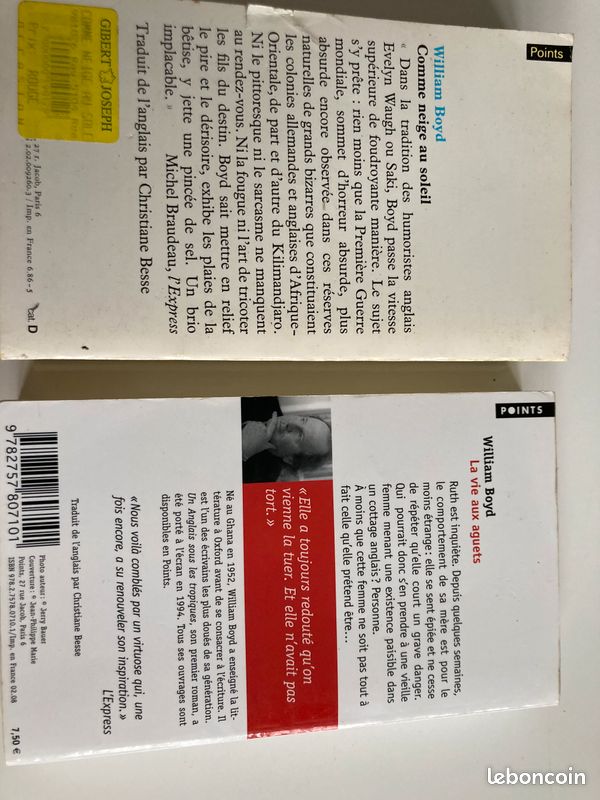 Lot de 2 Romans de WILLIAM BOYD (image 2)