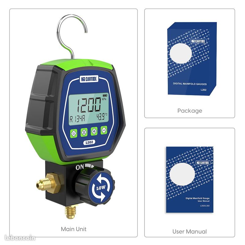 L202 Manomètre Numérique Gaz Basse Pression CVC Réfrigérant Collecteur Manomètres Numériques pour Systèmes de Réfrigération Climatiseurs R32 R410a (image 6)