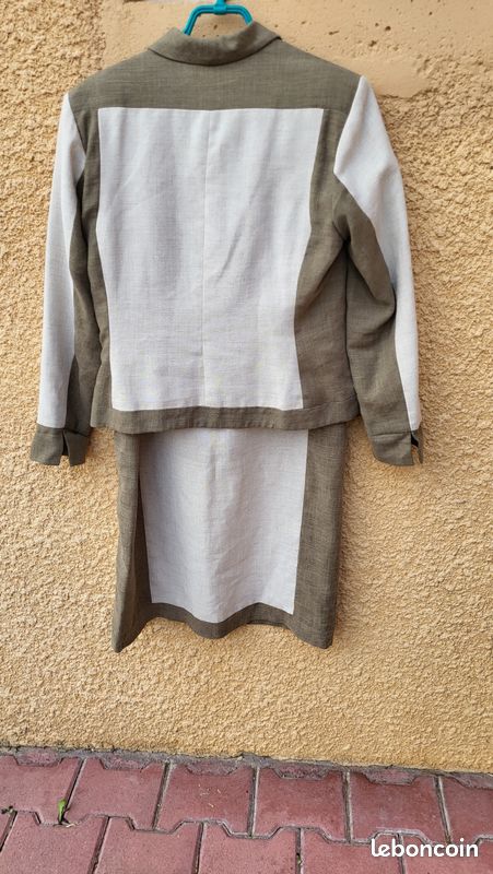 Tailleur 42 veste et jupe jaqueline riu beige et marron (image 2)