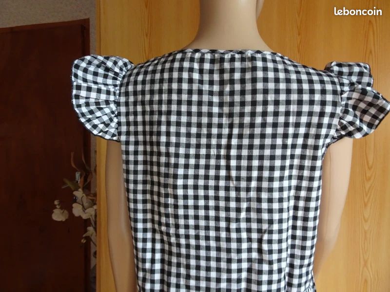 ROBE légère à CARREAUX NOIRS/BLANCS T. 38 NEUVE (image 6)