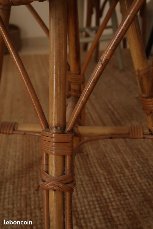 Tabouret en rotin ancien/vintage (image 7)