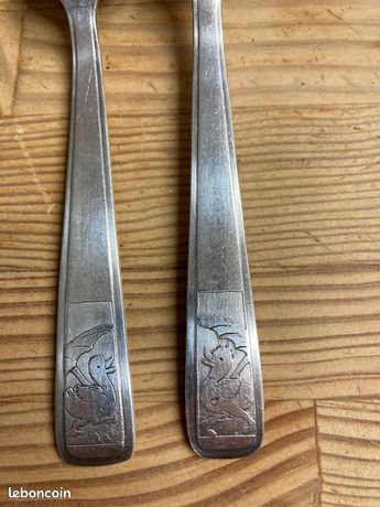 Couverts D’Enfants / De Baptême En Argent Christofle Aria