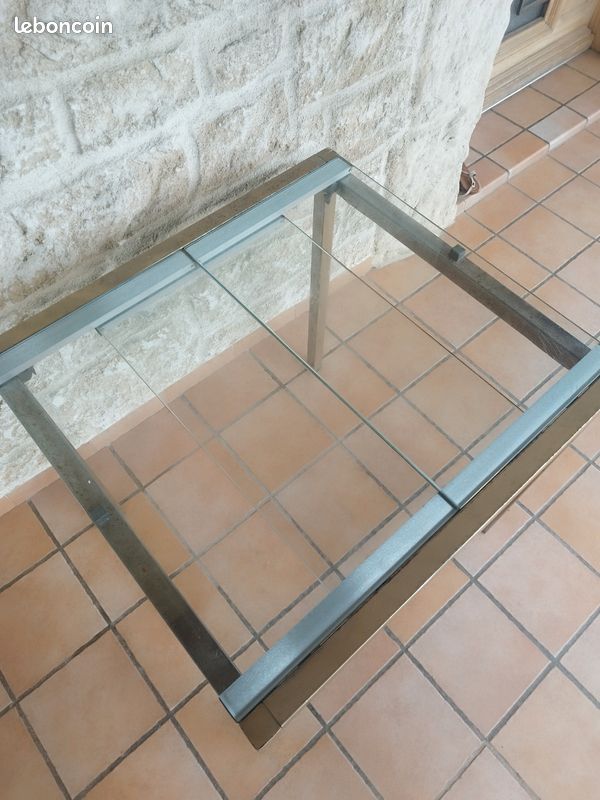 Petite Table Extensible plateau Verre et structure Métal (image 4)