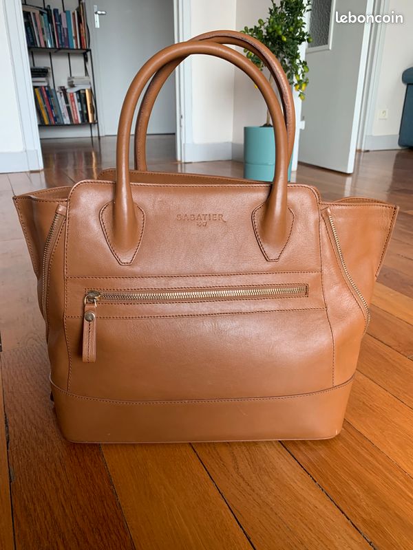 Sac A Main Sabatier BELLECOUR 617 SOLA HAVANA Cuir Lisse Cognac