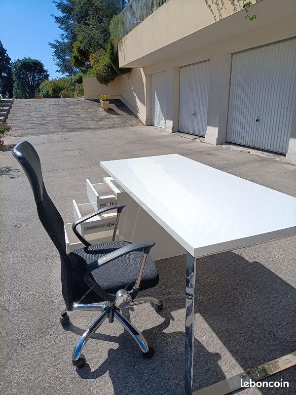 Bureau Masdrovia laqué blanc 160x70 cm (image 6)