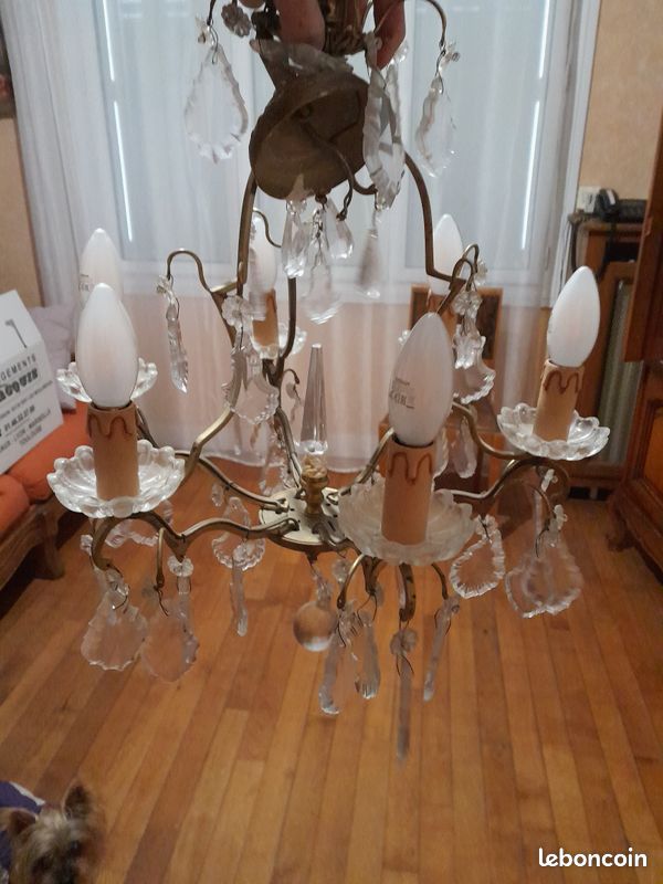 Vend lustre en fer et cristal (image 1)
