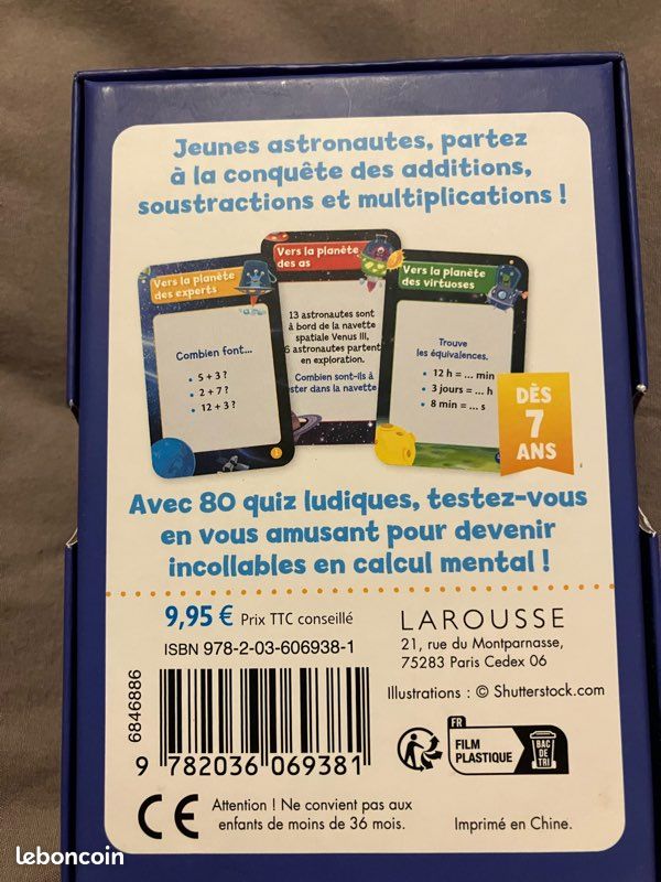 Jeu Qui sera le champion en calcul mental dès 7 ans -Larousse -comme neuf (image 2)