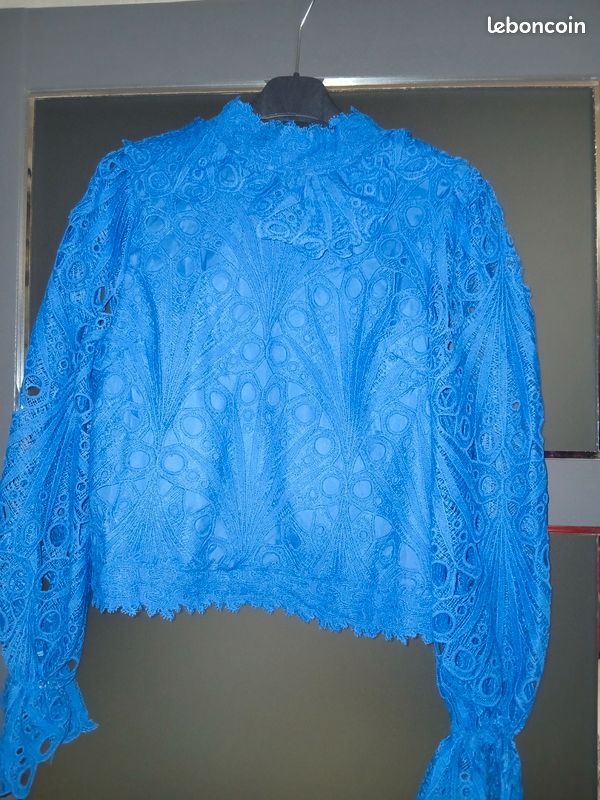 Haut crop top effet dentelle (image 1)