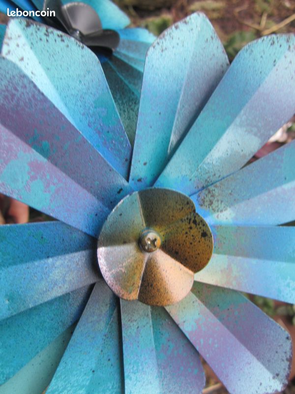 Effet Fleur "Bleuet des Prés", Métal Création Artisanale, Pièce Unique Décoration Maison Jardin (image 7)