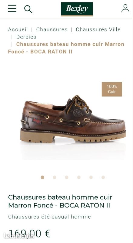 Chaussure bateau Bexley cuir pour homme 🚹 Chaussures