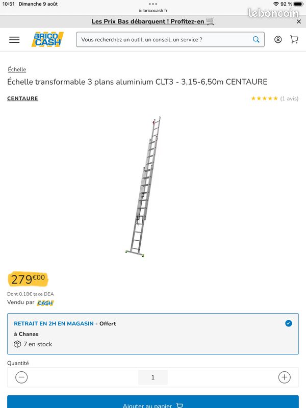 Échelle transformable 3 plans aluminium CLT3 - 3,15-6,50m CENTAURE (image 1)