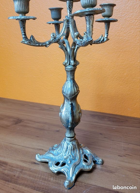 Garniture de cheminée horloge et candélabres en cuivre (image 14)