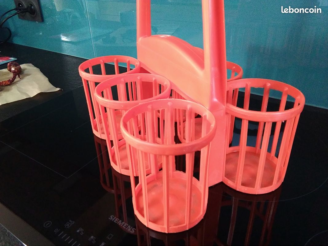 Panier porte bouteille orange années 60 | Selency