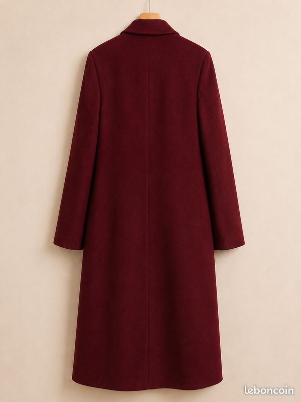 Manteau long bordeaux OPDV – chic & intemporel – T1 (36/38) (image 2)