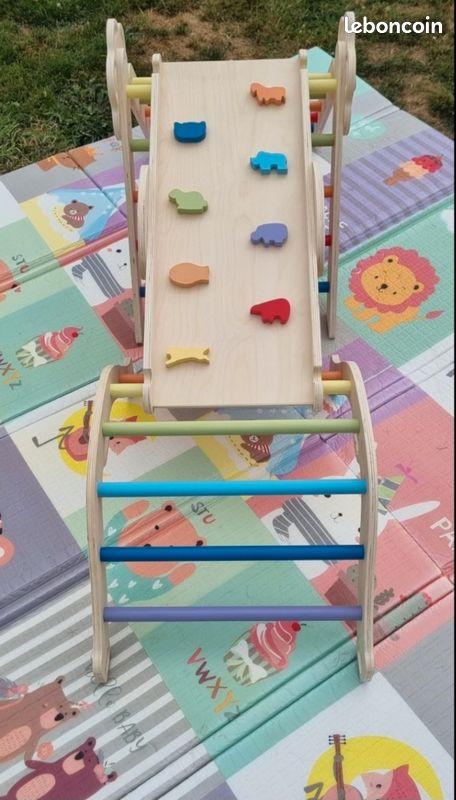 COSYLAND Triangle D'Escalade Montessori 8-en-1 En Bois, Arche