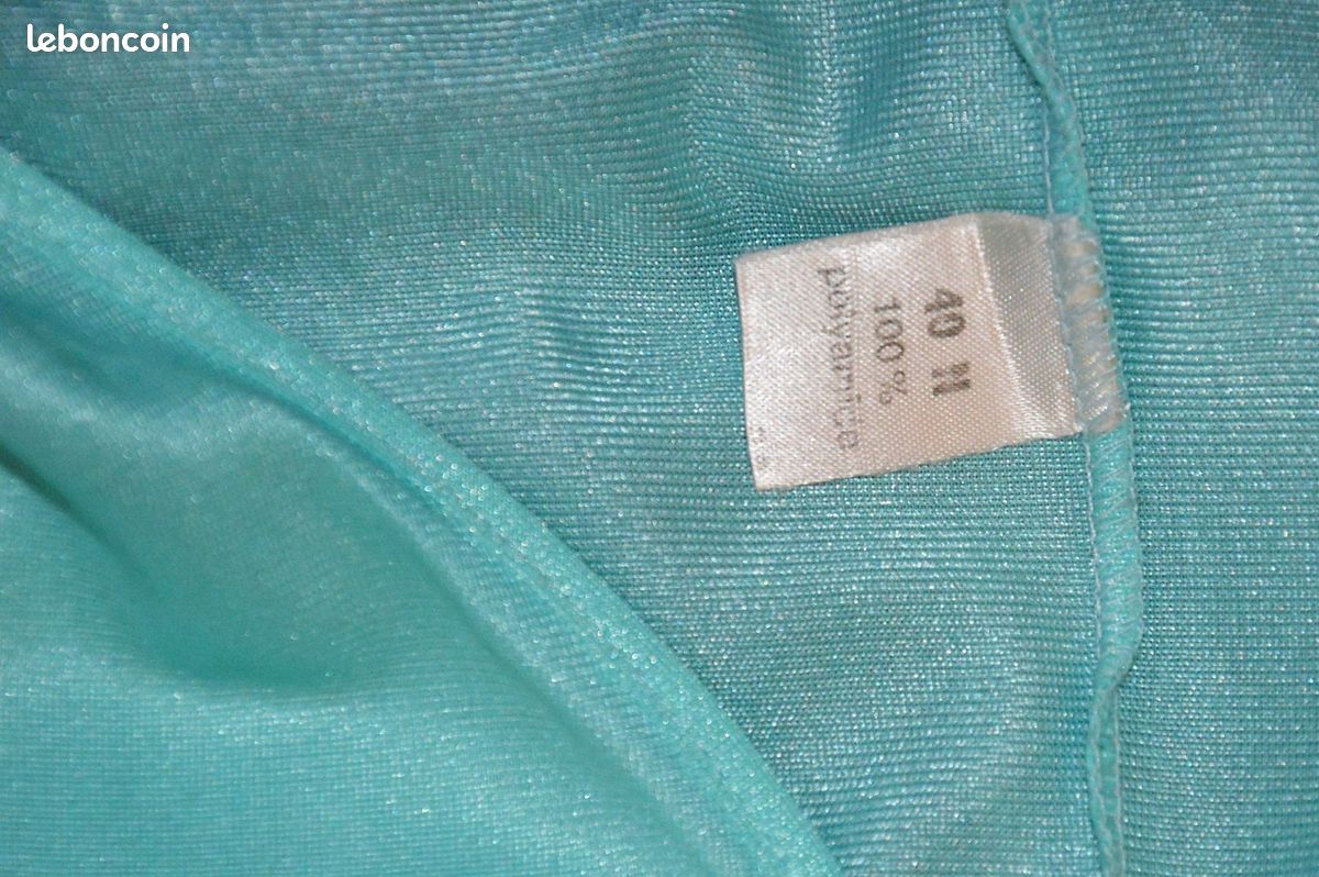 Très longue chemise de nuit nylon vert émeraude (image 3)