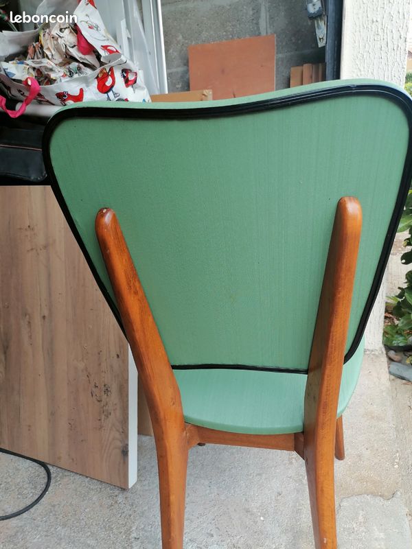 Lot de 2 chaises vintage verte et bois (image 7)