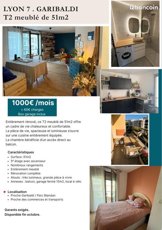 Appartement 2 pièces 51 m² · à Lyon · 51,4 m² · 1 060 €