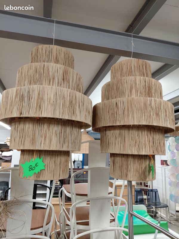 Suspension design en fibre naturelle (Style Boho / Raphia (image 1)