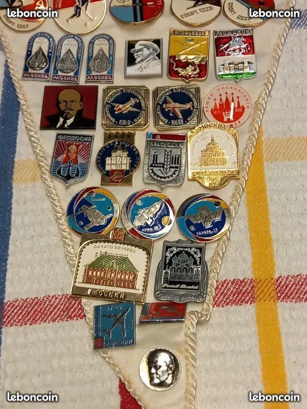 Bannière Fanion Soviétique Vintage - Équipe Ouvrière Communiste Années 1970, 35 Cm