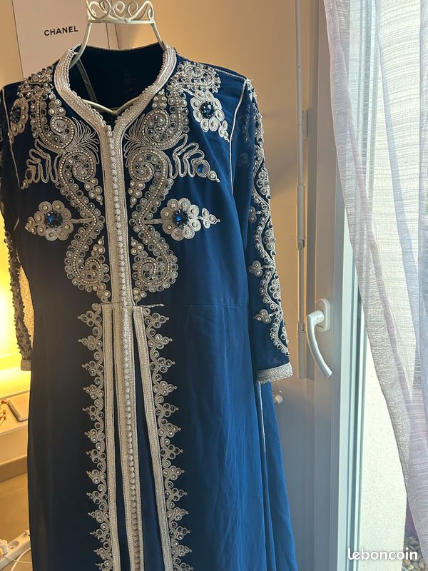 Caftan Takchita bleu argent (image 1)
