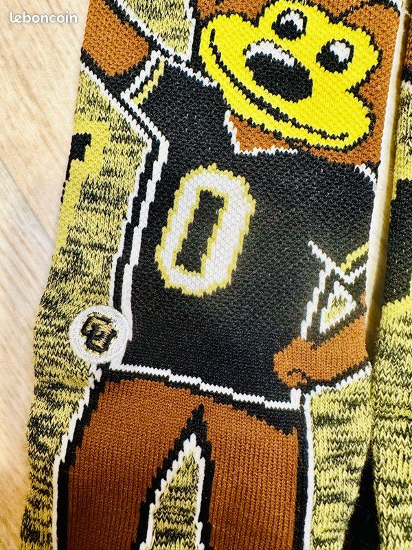 Chaussettes Baseball Vintage Twin City 100% Nylon – Marron Et Jaune Avec Gris – Taille Intermédiaire – NOS
