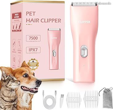 Tondeuse à poils pour animaux de compagnie rechargeable LANGBA à 4 vitesses, tondeuse électrique professionnelle pour chats et chiens, machine de toilettage avec indicateur de batterie