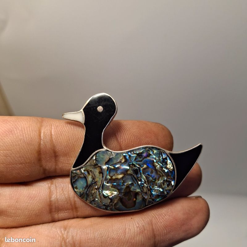 Broche Pendentif Vintage Mexique - Calendrier Maya En Nacre Et Alpaga
