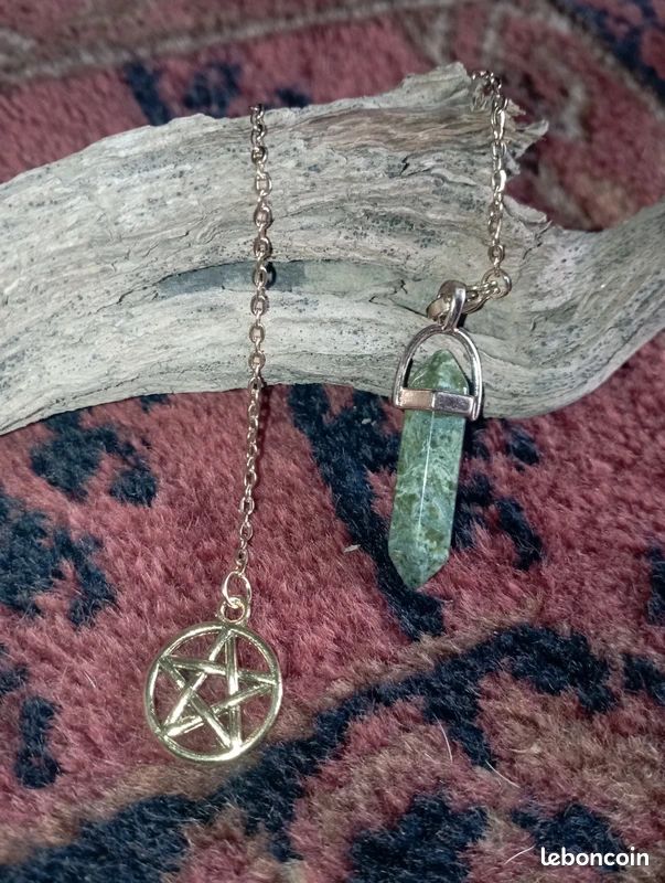 Collier Pendule En Pierre Naturelle Unakite - Occasion - Bijou Lithothérapie