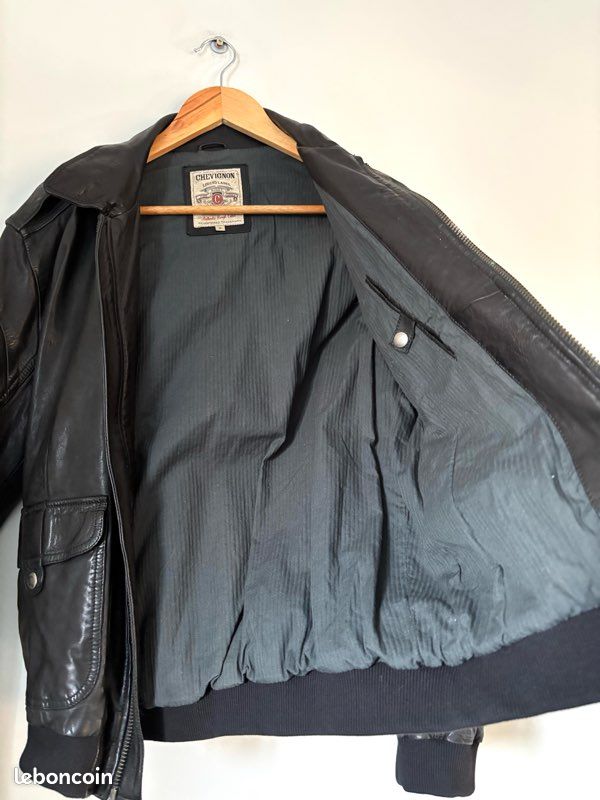 Gilet Aviateur En Cuir Chevignon Vintage Taille M - Style Pilote Années 80/90, Occasion Très Bon état